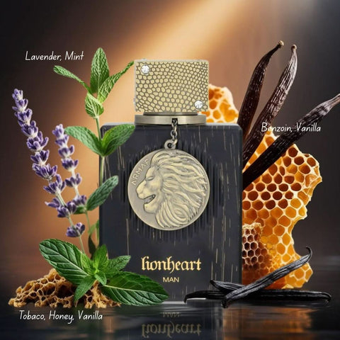 Bundle of Armaf Club De Nuit Lionheart Men and Women Eau de Parfum sprays, 100ml each, featuring sleek glass bottles.