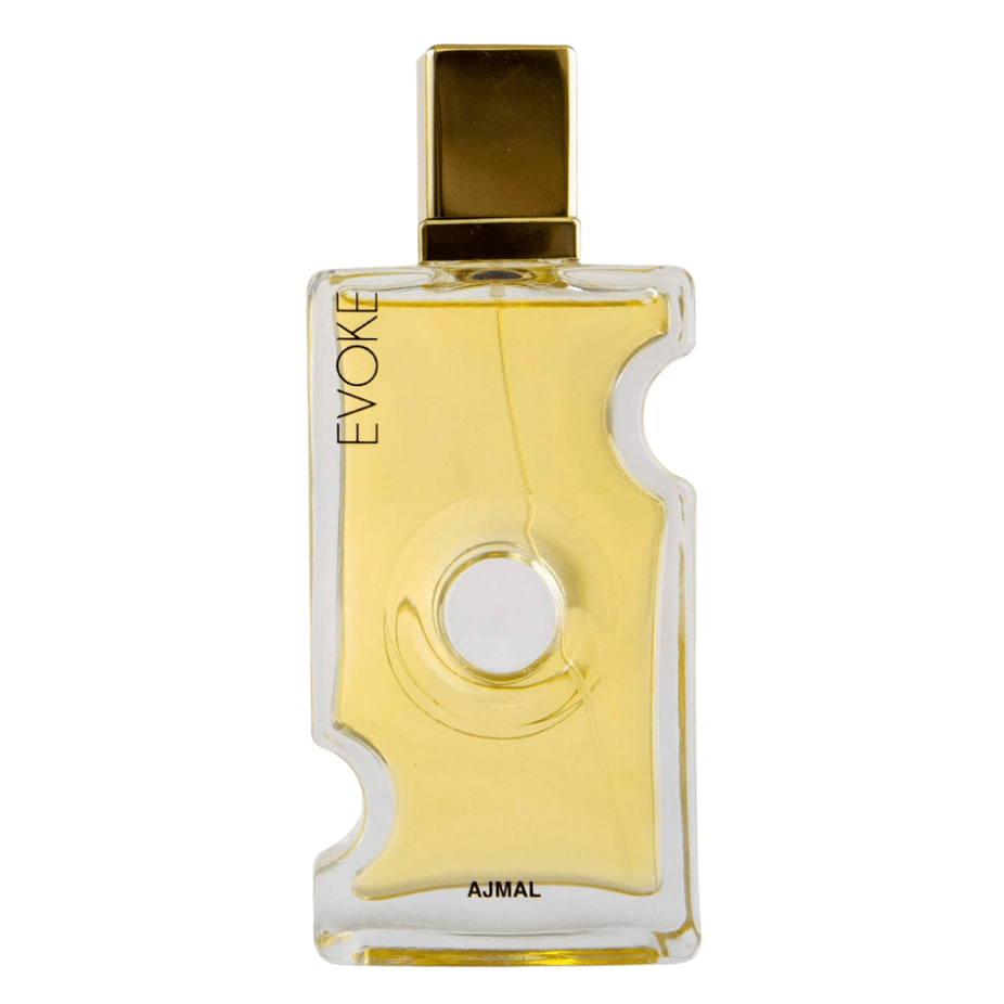 Evoke for Women Eau De Parfum by Ajmal, 75 ML bottle, elegant perfume bottle with floral design and clear glass showcasing the fragrance.