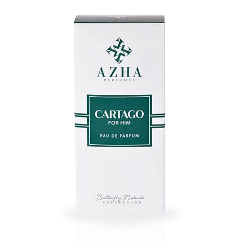 Cartago For Him EDP spray by Azha, 100ml bottle, featuring an elegant perfume with exotic, enchanting fragrance notes.