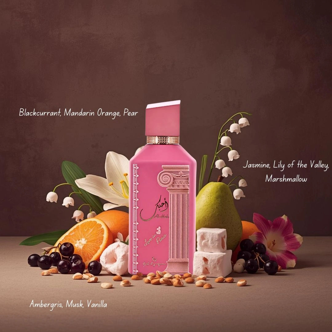 Ahubbak Love in Paris & Bab al Wardi by Ard Al Zaafaran & Habik Women by Lattafa - Eau de Parfum Sprays 100ml (3.4 oz) (Mary's Pink Bundle) - Intense Oud