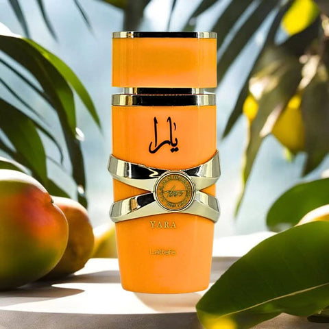 Lattafa Yara Eau de Parfum Spray bundle featuring Yara, Yara Candy, Yara Moi, and Yara Tous in 100ml bottles, elegant packaging.