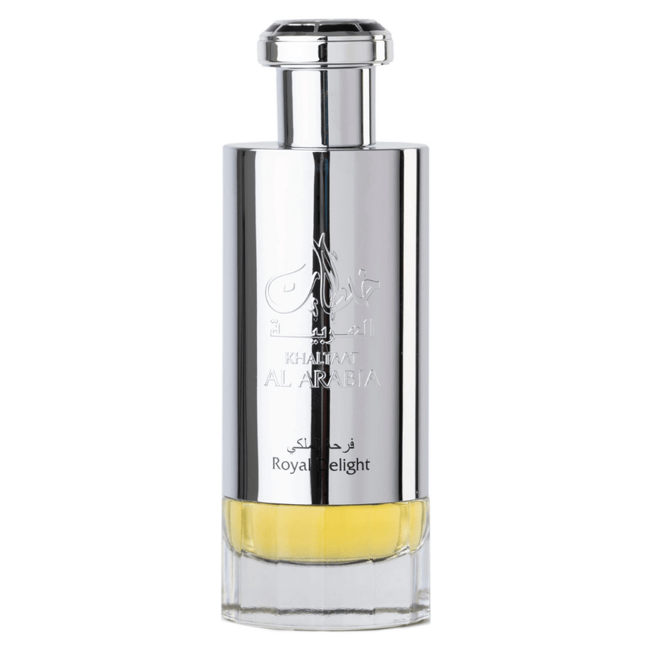 Lattafa Khaltaat Al Arabia Royal Delight Eau De Parfum 100ML bottle with elegant floral and oriental design.