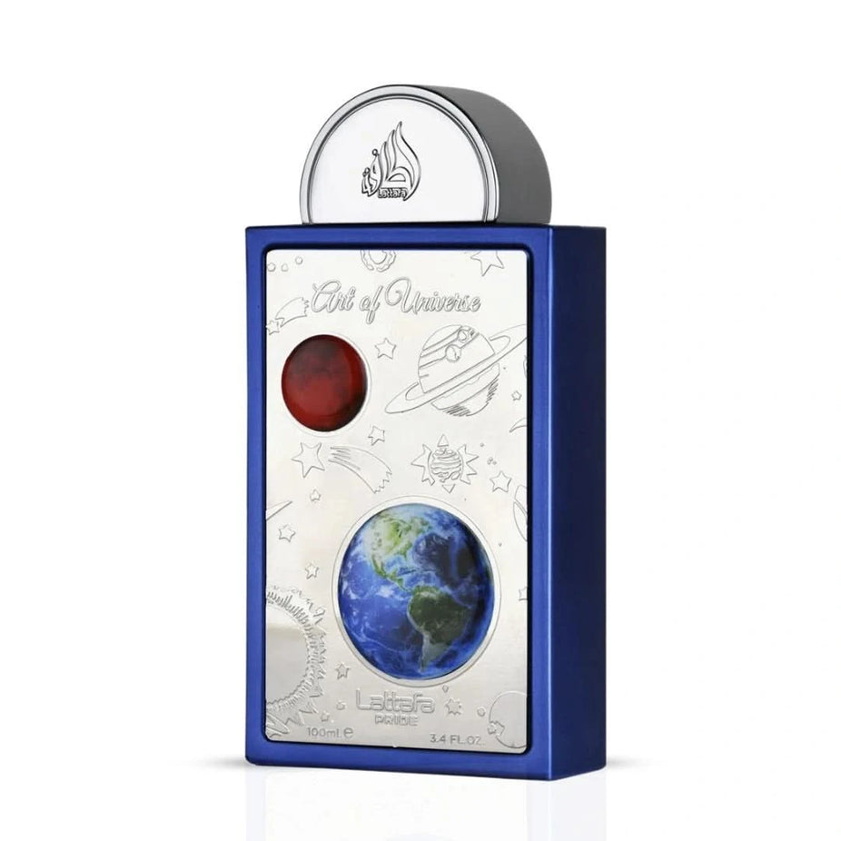 Lattafa Art of Universe Eau de Parfum spray 100ml bottle with elegant design and a sleek, modern look.