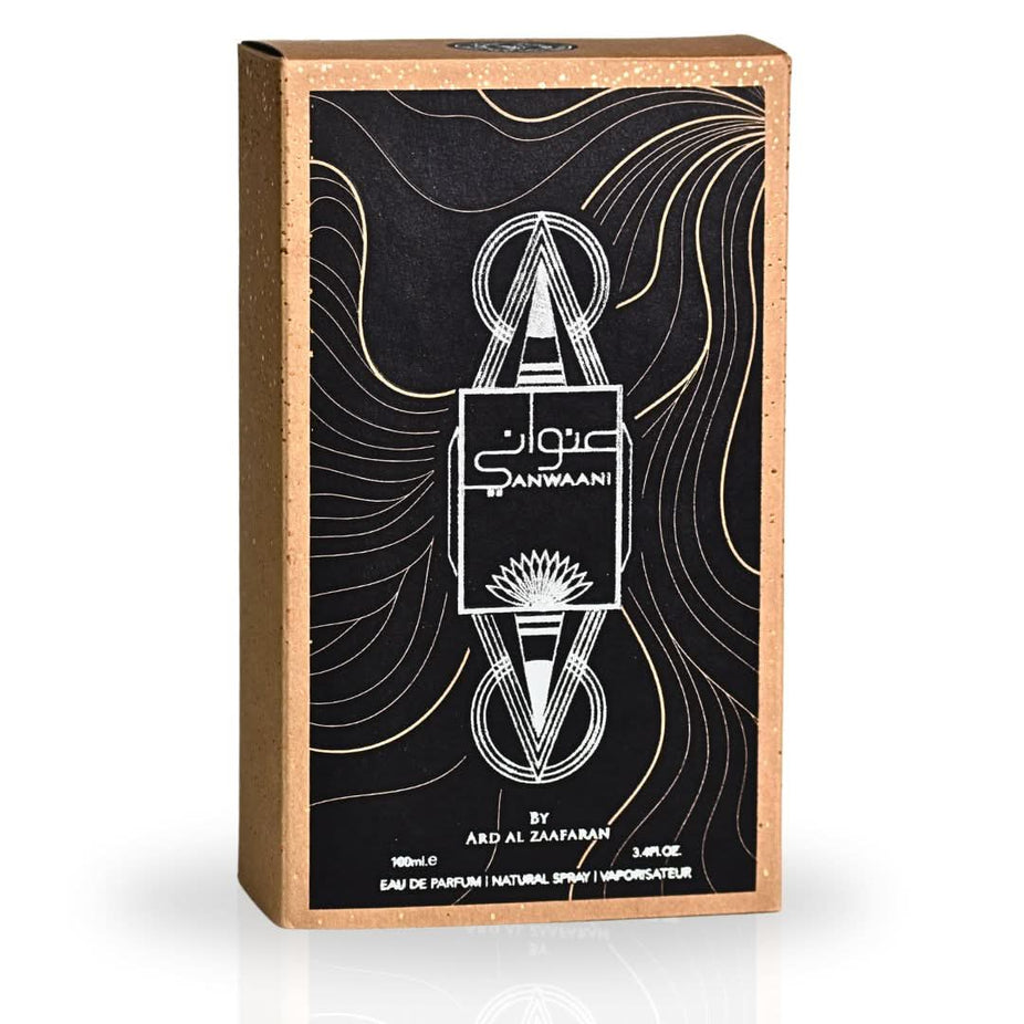 Anwaani EDP spray by Ard Al Zaafaran, 100ML, featuring a sleek perfume bottle with luxurious, long-lasting fragrance.