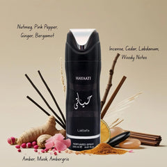 Hayaati Deodorant Spray 200ml (6.7 oz) by Lattafa | The Alchemy of Edge & Allure - Intense Oud