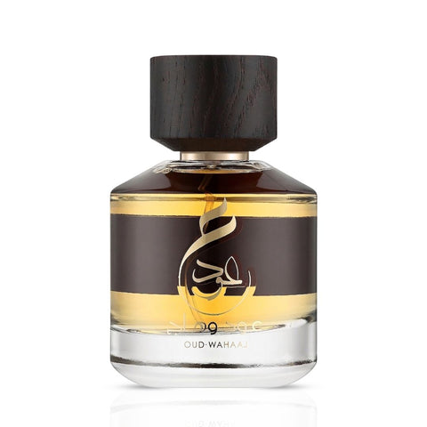 Paris Corner Oud Wahaaj Eau de Parfum spray 100ml showing the elegant bottle with intricate design.