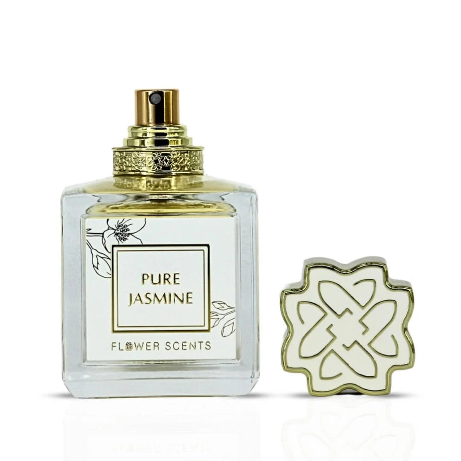 Pure Jasmine Eau de Parfum Spray by Flower Scents in a 65ml bottle, featuring a floral jasmine scent with elegant packaging.