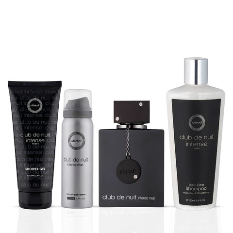 Club De Nuit Intense Man Gift Set 4Pc - EDT 3.6oz, Body Spray 1.7oz, Shower Gel 3.4oz & Shampoo 8.4oz by Armaf