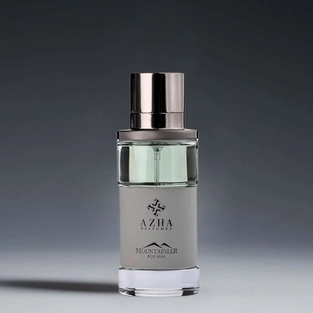 Azha Mountaineer & Verte for Him Eau de Parfum bundle with two 100ml spray bottles, featuring sleek packaging and elegant design.