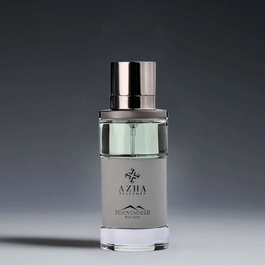 Azha Mountaineer & Verte for Him Eau de Parfum bundle with two 100ml spray bottles, featuring sleek packaging and elegant design.