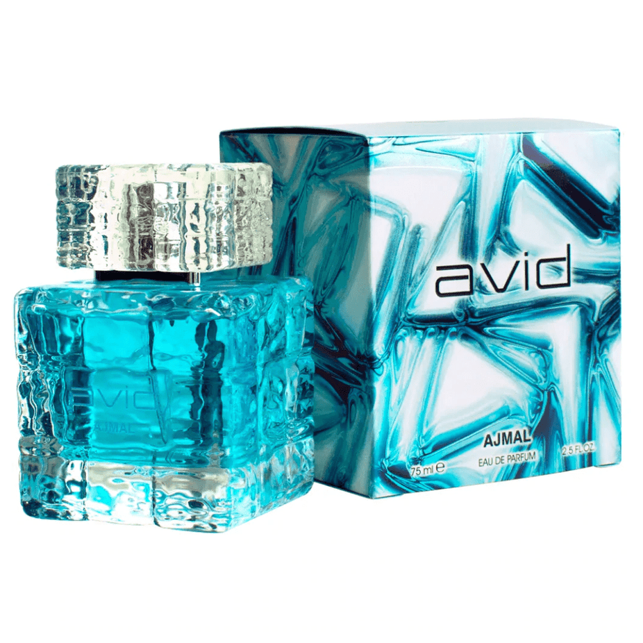 Avid for Men Eau De Parfum by Ajmal in a 75ml bottle, featuring sleek packaging and modern design.