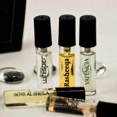 5 SA Sample-Sehr Al Sheila, Whisper, Rasheeqa, Crystal Rose, Valencia - Intense oud
