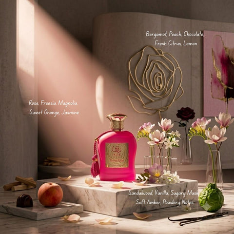 Rua Radiant Roses by Paris Corner & Pink Blush Shams Al Emarat Khususi by Ard Al Zaafaran Eau de Parfum Sprays 100ml (3.4 oz) (Bundle)