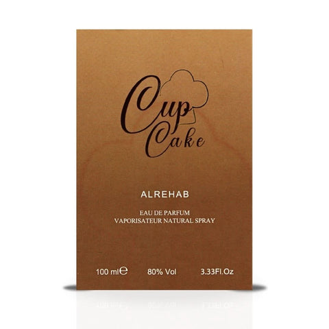 Cupcake Eau de Parfum Spray by Al Rehab, 100ml, featuring a pink floral bottle with a cupcake design and elegant cap.