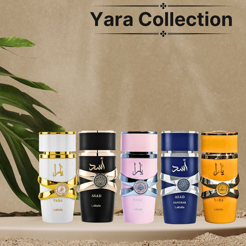 Yara Collection 5 Piece Set - Yara, Yara Moi, Yara Tous, Asad, Asad Zanzibar - Eau De Parfum Sprays 100ML (3.4 OZ) By Lattafa. - Intense Oud