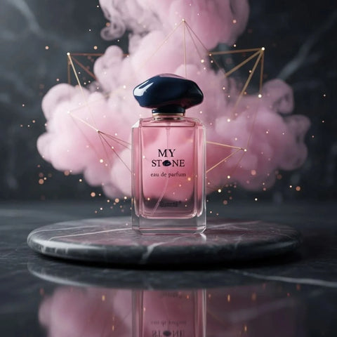 Surrati My Stone Eau de Parfum Spray 115ml in a velvet pouch, featuring a sleek fragrance bottle with elegant design.