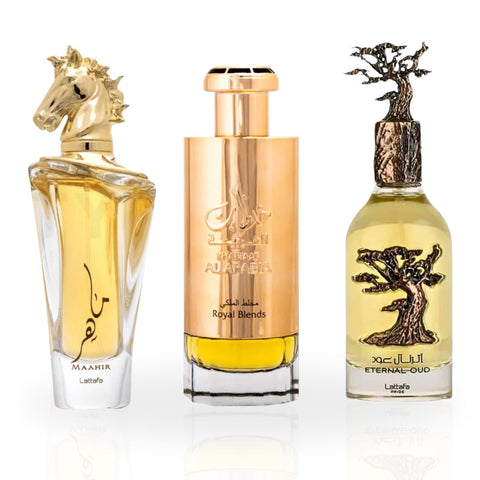 Maahir, Eternal Oud, Khaltaat Al Arabia Royal Blend - EDP Sprays 100ML (3.4 OZ) By Lattafa | Ultimate Woody Perfumes: Deep, Alluring & Enduring. (TIMELESS COLLECTION) - Intense Oud
