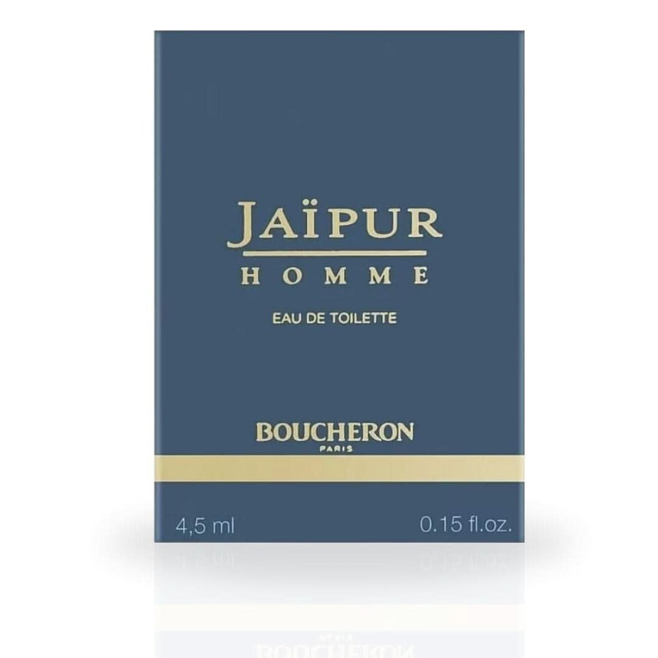 Jaipur Homme Boucheron Eau de Toilette miniature 4.5ml bottle with luxurious fragrance, sleek packaging, and elegant design.