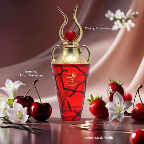 Niche Emarati Taraf Eau De Parfum Spray 100ml (3.4 oz) by Lattafa | A Lush Garden of Midnight Berries & Musk - Intense Oud
