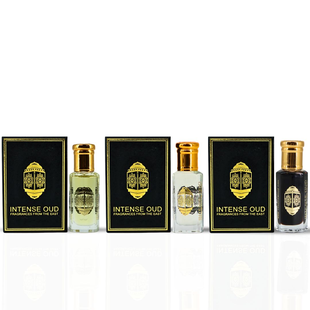 Aphrodisiac, Vanilla Rose & Vanilla Musk Perfume Oils 12ML (0.40 OZ) With Black Gift Box By Intense Oud | A Luxurious Vanilla Trio With Floral, Sweet & Creamy Notes For A Captivating Scent. (Value Pack) - Intense Oud