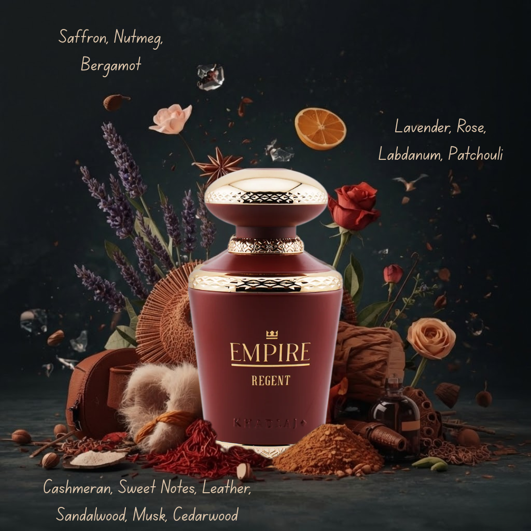 Khadlaj Empire Empress & Regent Eau de Parfum Spray 100ml set, elegant bottles with floral and oriental fragrance designs.