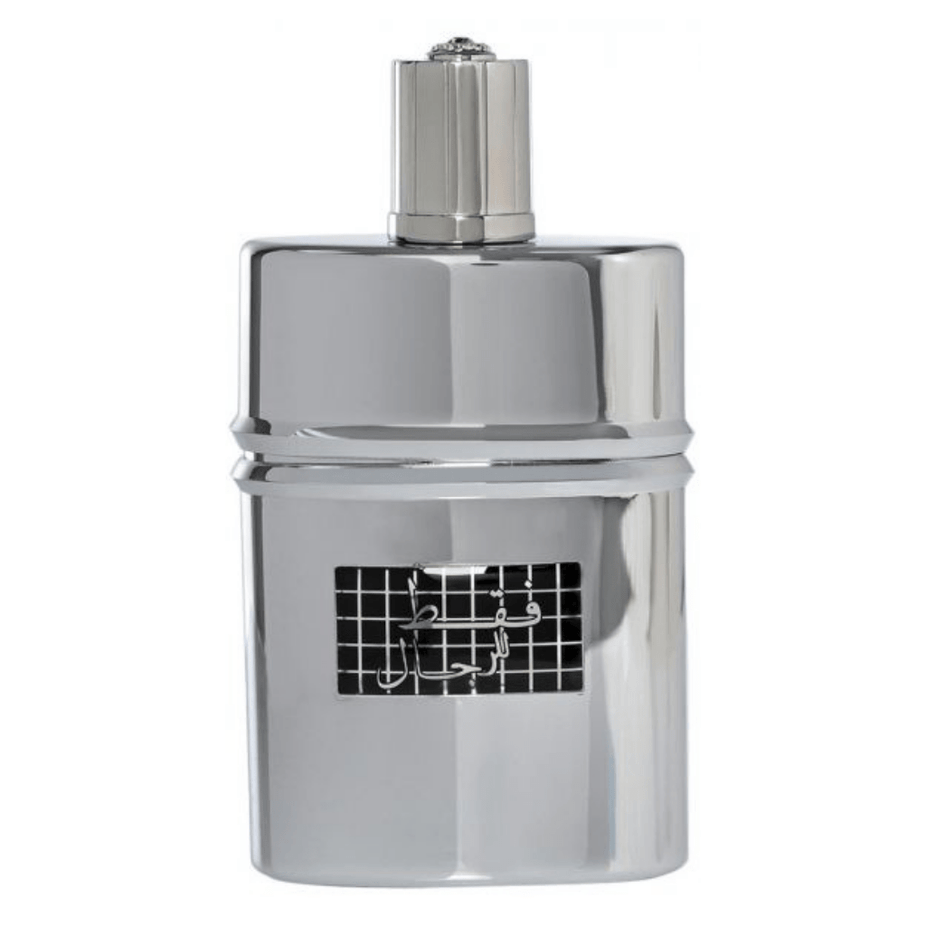 Rasasi Faqat Lil Rijal for Men Eau de Parfum spray 50ml with perfume bottle and cap, showcasing elegant packaging.
