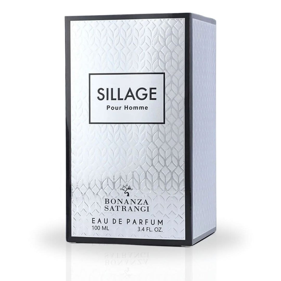 Bonanza Satrangi Sillage Pour Homme EDP spray 100ML bottle with citrus, floral, musky, and woody fragrance notes.