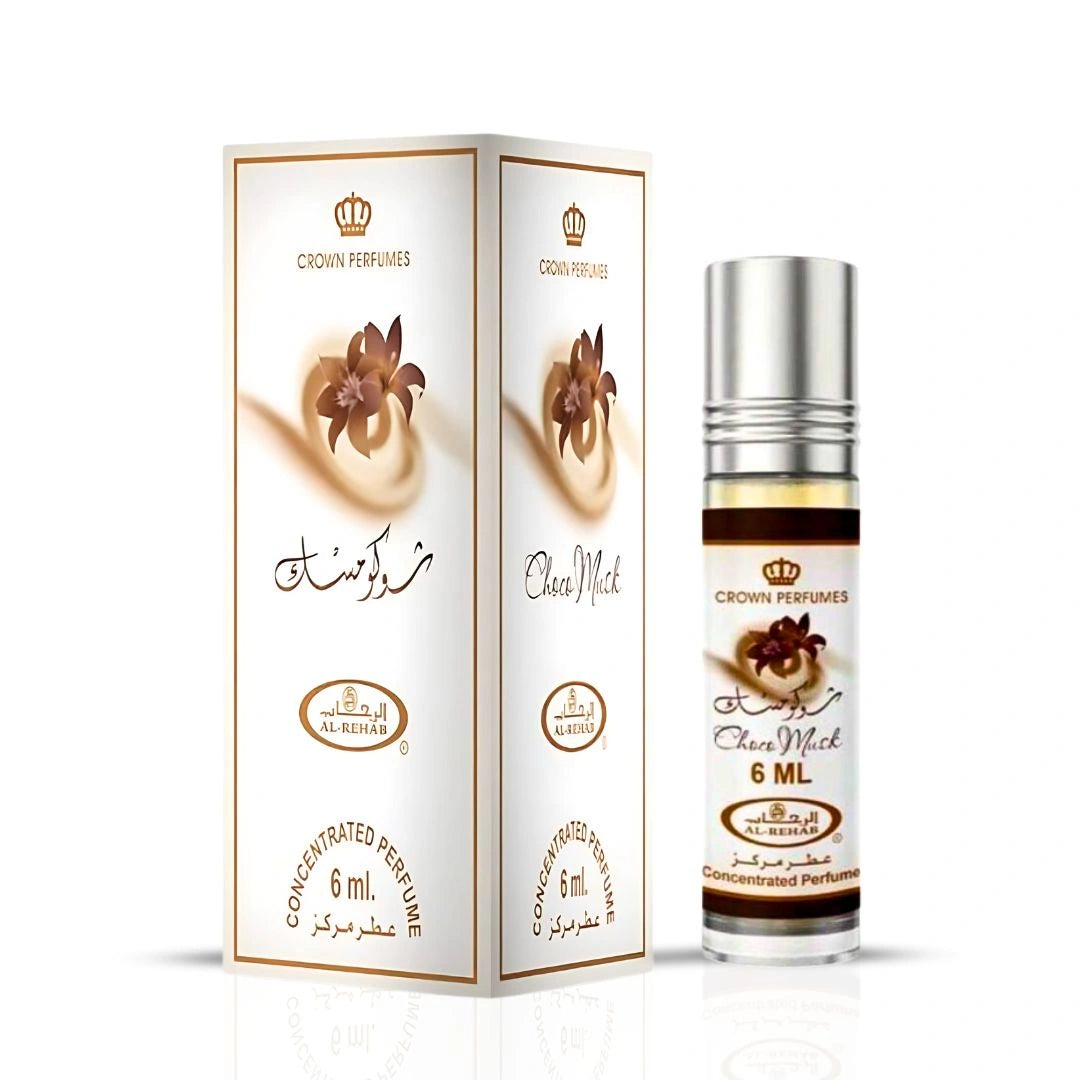 Choco Musk Eau de Parfum Spray 50ml (1.7 oz) & Roll-On 6ml (0.2 oz) by Al Rehab | A Sweet, Cozy Scent Bundle with Vanilla & Rich Chocolate Notes (Bundle) - Intense Oud