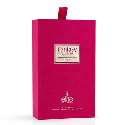 Elite Risala Fantasy For Her Eau de Parfum spray 100ml bottle with elegant packaging and floral design.