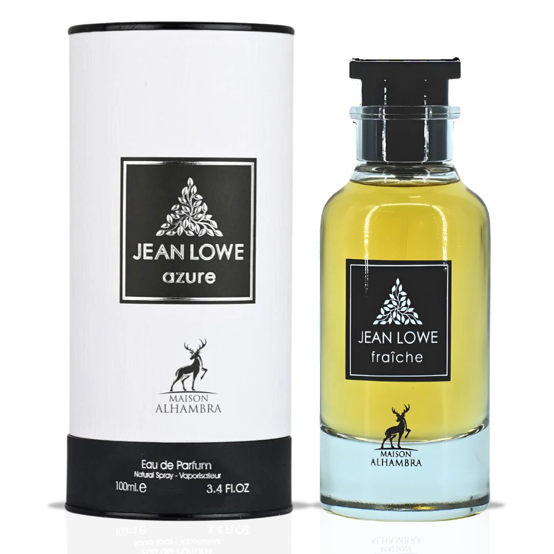 Jean Lowe Azure & Jean Lowe Fraiche EDP Sprays 100ML (3.4OZ) By Maison Alhambra | Long Lasting, Fresh, Citrusy, Captivating Scents. (BUNDLE) - Intense Oud