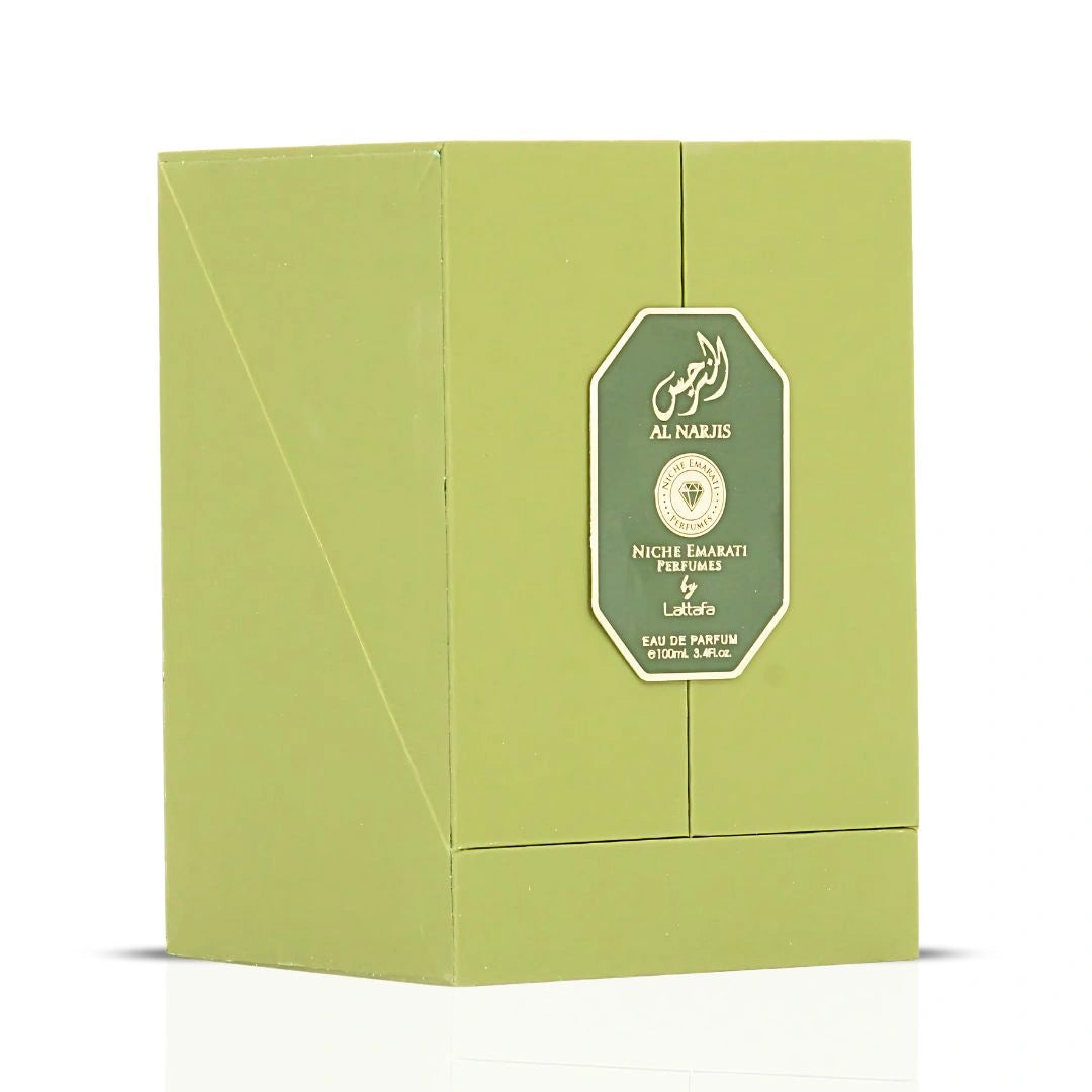 Niche Emarati Al Narjis Eau De Parfum Spray 100ml (3.4 oz) by Lattafa | Iconic. Unisex. Enigmatic. Unforgettable. - Intense Oud