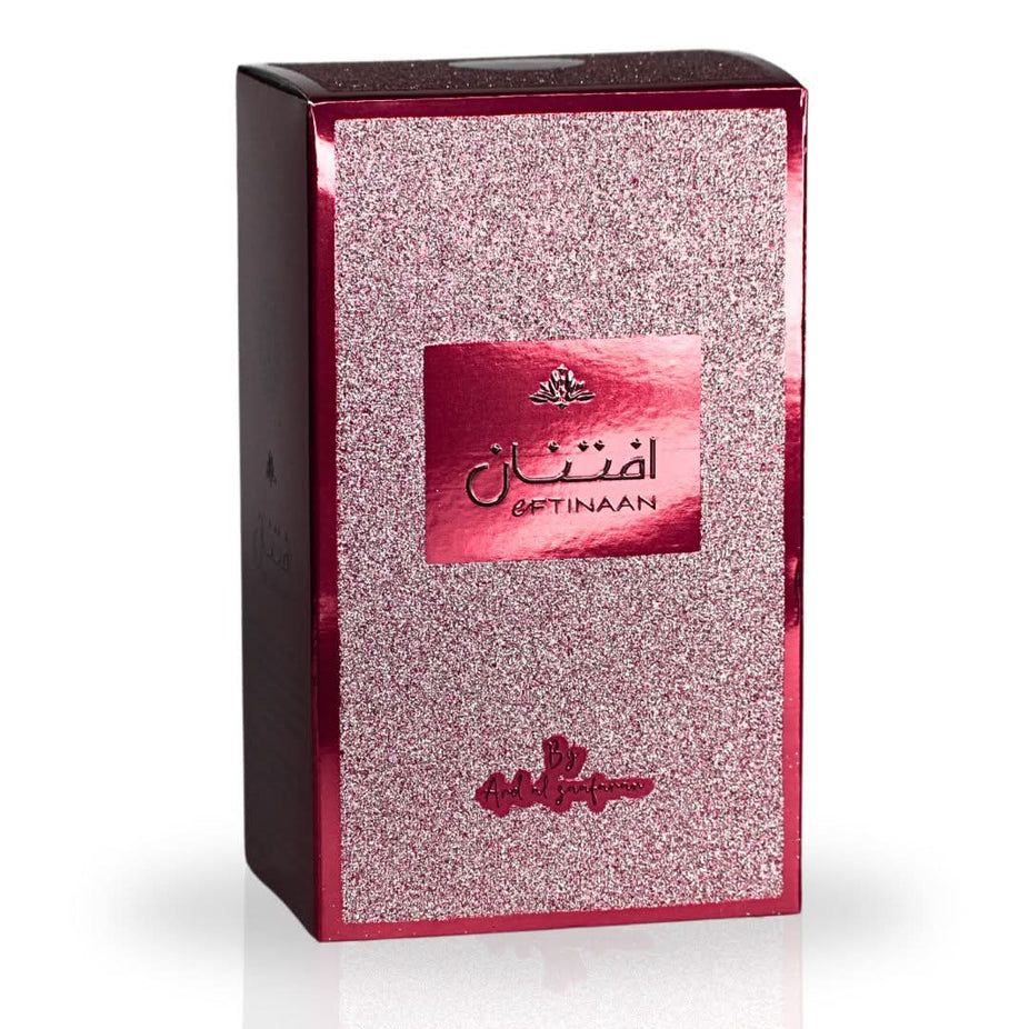 Eftinaan Eau de Parfum spray by Ard Al Zaafaran, 100ml bottle, with elegant packaging and floral fragrance design.