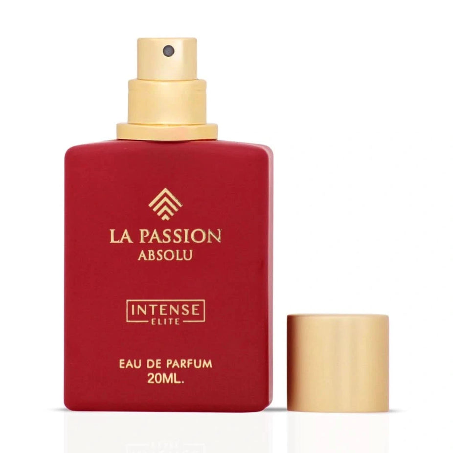 Intense Elite La Passion Absolu Women Eau de Parfum spray 20ml, elegant perfume bottle with floral design.