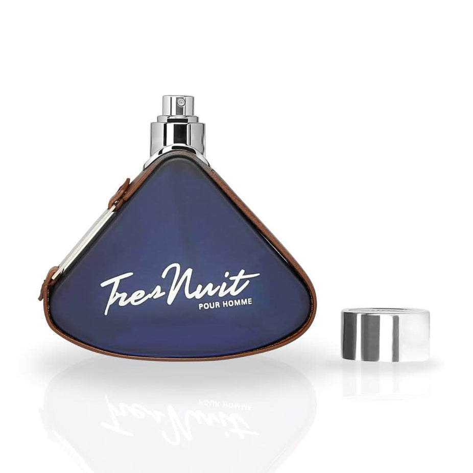 Armaf Tres Nuit Pour Homme Eau de Parfum spray bottle, 100ml, with sleek design and label visible in the image.