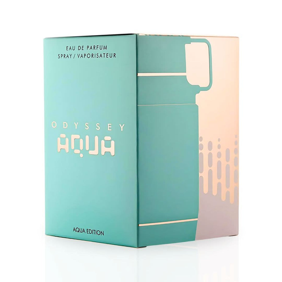 Odyssey Aqua Edition Eau de Parfum Spray by Armaf, 100ml, with a sleek bottle design and aquatic-inspired fragrance.