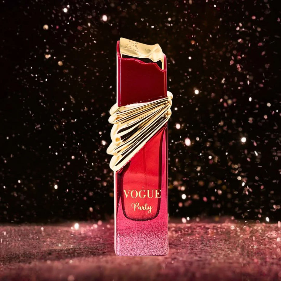 Maison Alhambra Vogue Party and Vogue Rouge Eau de Parfum spray bundle, 100ml bottles with elegant packaging.