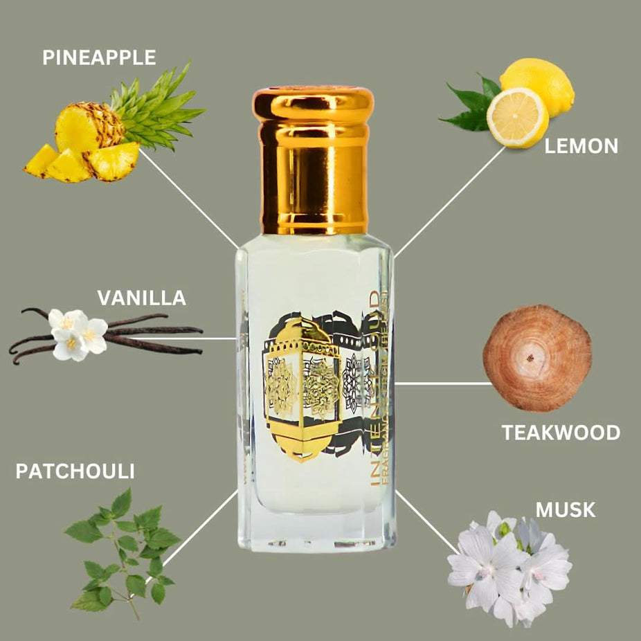 Intense Oud Al Bahar Perfume Oil 12ml in a black gift box, featuring a luxurious loose oil with floral and woody fragrance notes.