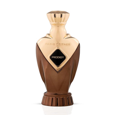 Prodigy Eau de Parfum Spray 100ml by Paris Corner, elegant bottle with a sleek design, showcasing the fragrance for women.