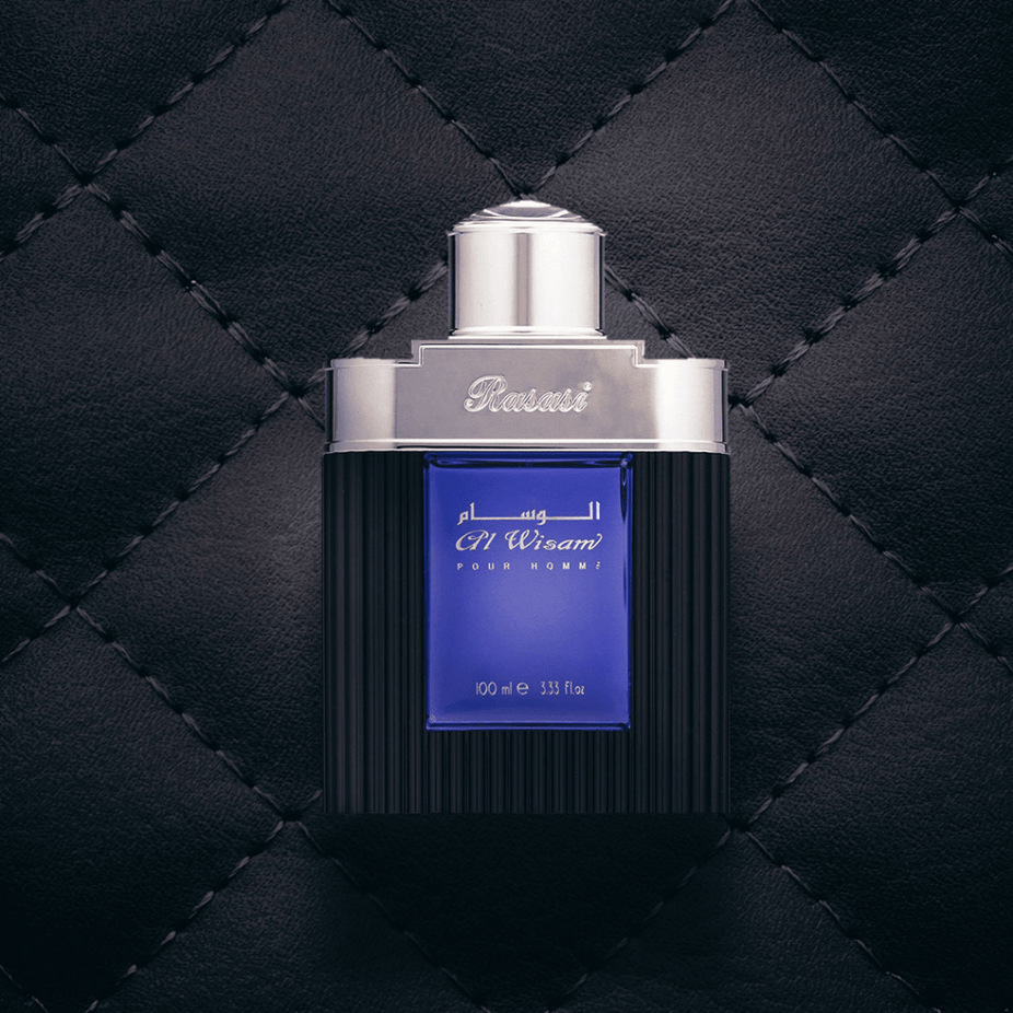 Rasasi Al Wisam EDP Day & Evening Men perfume bundle, 100ml bottles with elegant packaging and branding visible.
