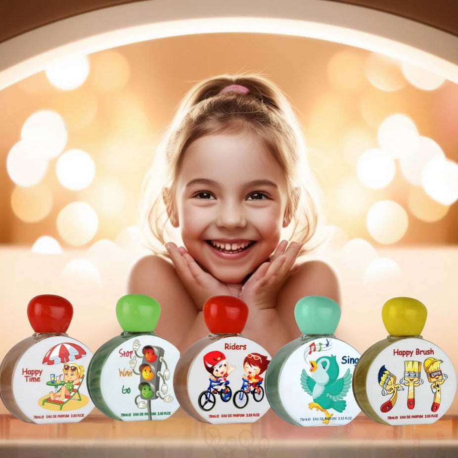 Lattafa Pride Happy Brush Happy Time Kids Eau de Parfum Spray 75ml featuring colorful playful packaging from the Riders & Sing collection