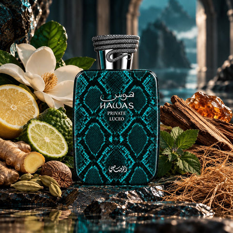 Hawas Private Luceo & Dulce Extrait De Parfum Spray 100ml (3.38 oz) by Rasasi (Bundle)