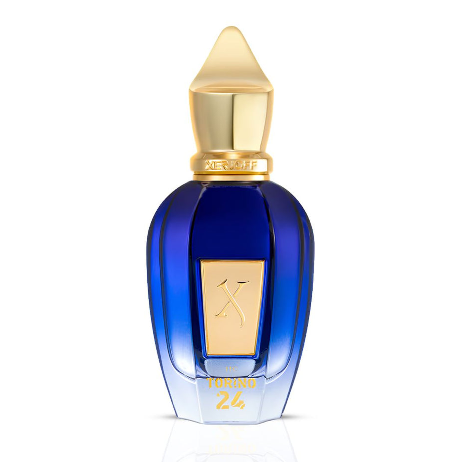 Xerjoff Torino24 Eau de Parfum spray 50ml bottle with elegant packaging and perfume cap, showcasing luxury fragrance branding.
