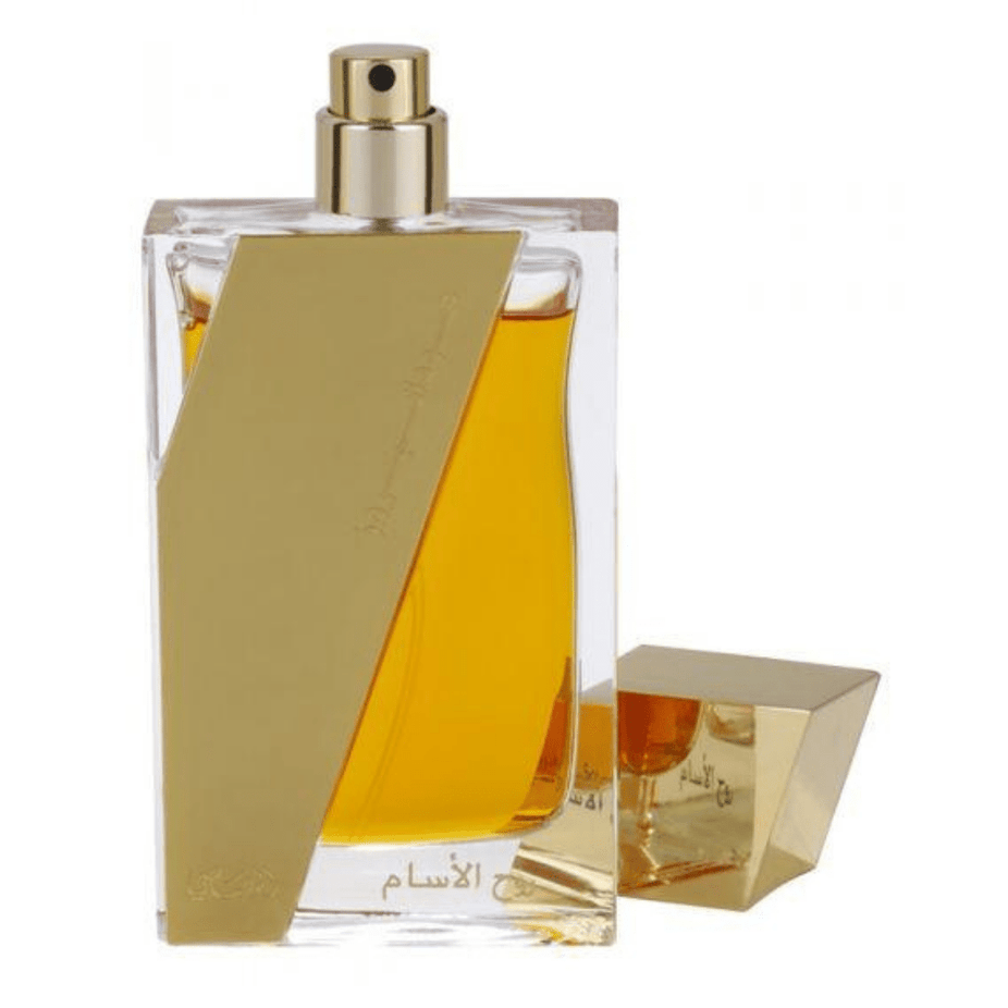 Rasasi Boruzz Rooh Al Assam Eau De Parfum 50 ML bottle with elegant packaging and fragrance details.