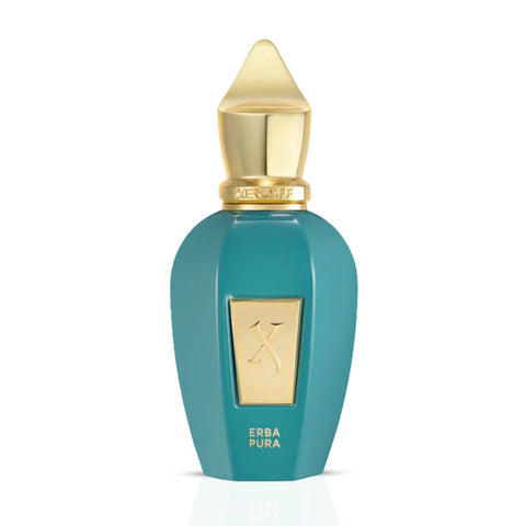 Xerjoff Erba Pura Eau de Parfum spray 50ml, elegant glass bottle with clear fragrance liquid and minimalist design.