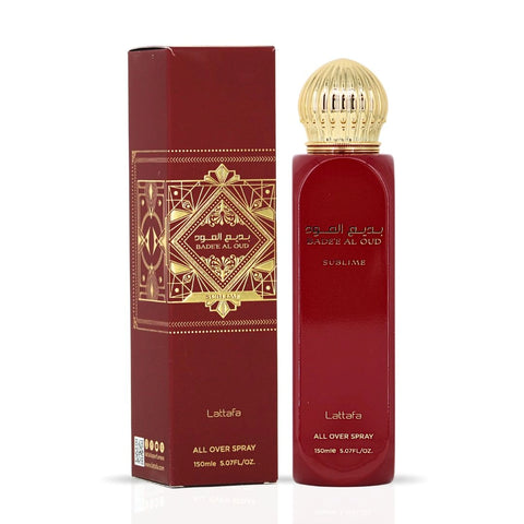Bad'ee Al Oud Sublime Eau de Parfum Spray 100ml (3.4 oz) & All Over Spray 150ml (5.07 oz) by Lattafa | Scent That Stays With You (Bundle) - Intense Oud