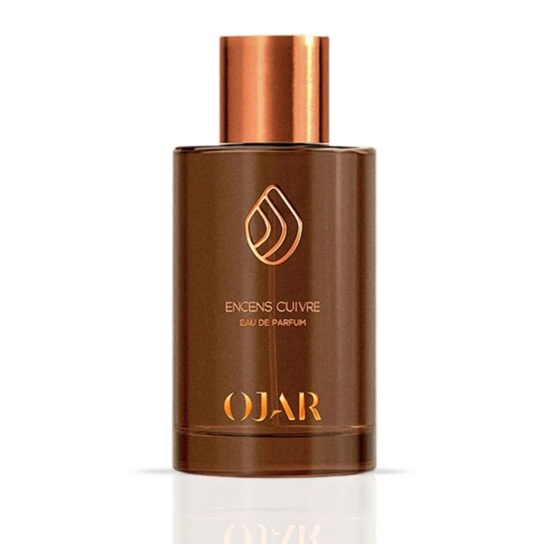 Ojar Encens Cuivre Eau De Parfum 100ml bottle with elegant branding and cap, showcasing the luxurious fragrance packaging.