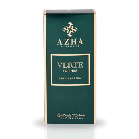 Azha Verte For Him EDP Eau De Parfum spray 100ML bottle with sleek design and elegant packaging.