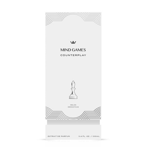 Counterplay Extrait de Parfum 100ml by Mind Games, elegant glass bottle of EDP extrait de parfum with minimalist design.