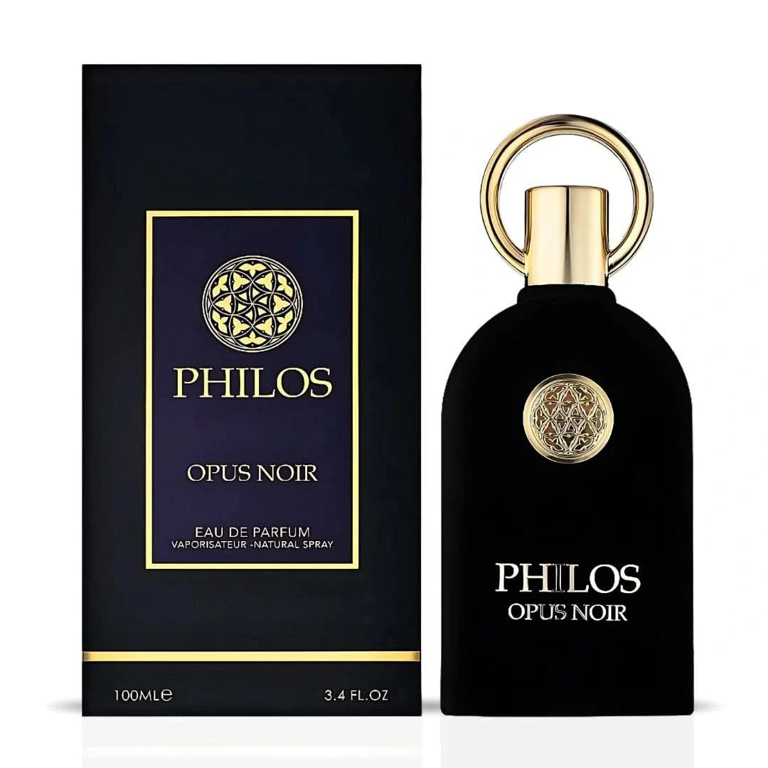 Bundle of Maison Alhambra Philos Centro, Opus Noir, and Noir Eau de Parfum sprays, 100ml each, featuring elegant bottles.