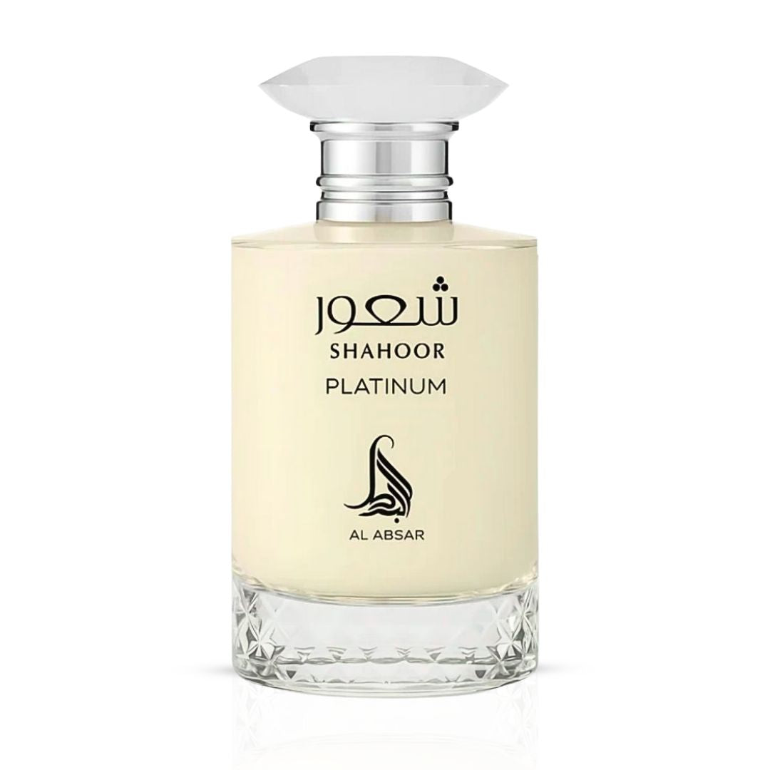 Shahoor Platinum Eau de Parfum Spray 100ml (3.4 oz) by Al Absar (Velvet Pouch)